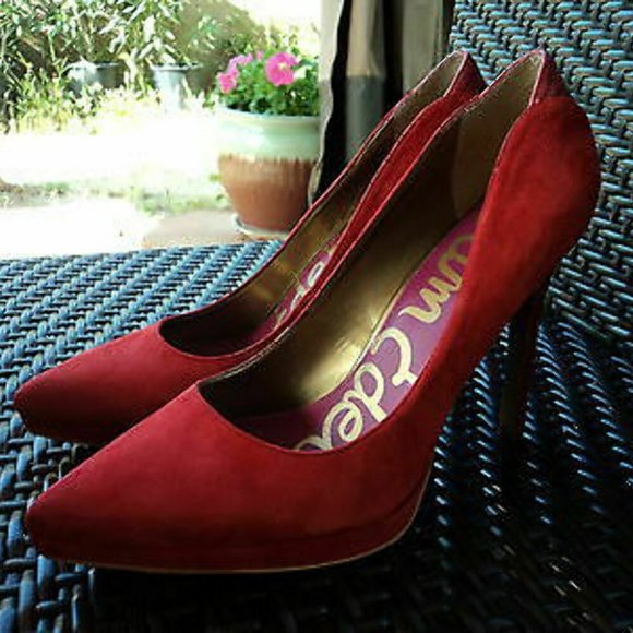 Sam edelman red suede pumps new arrivals